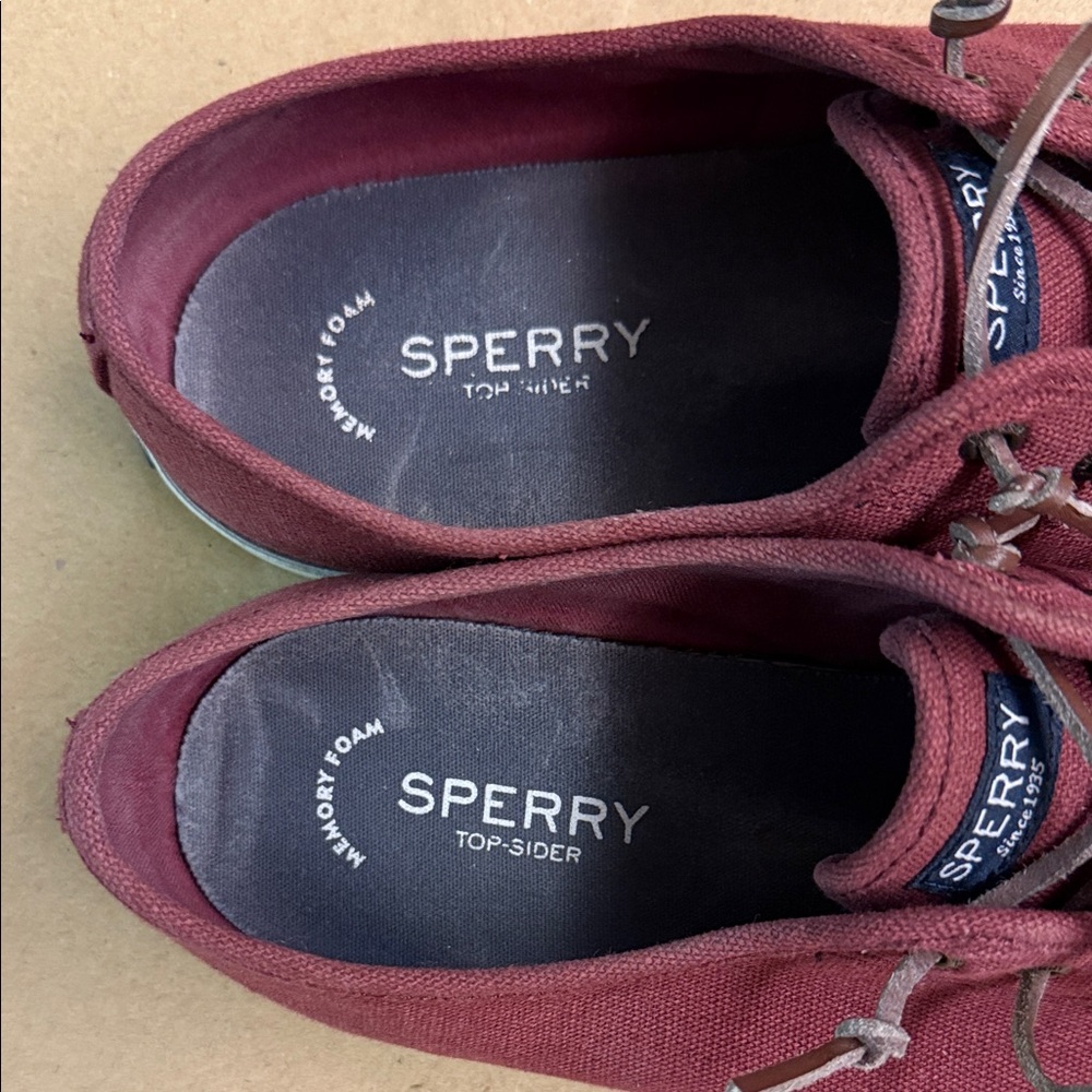 SPERRY Burgundy Canvas Sneakers - Women’s Comfy Slip-On Shoes - US Size 11 - Picture 5 of 13